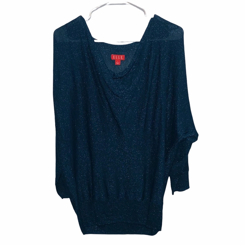 Elle Sparkly Dark Turquoise 3/4 Sleeve Blouse L